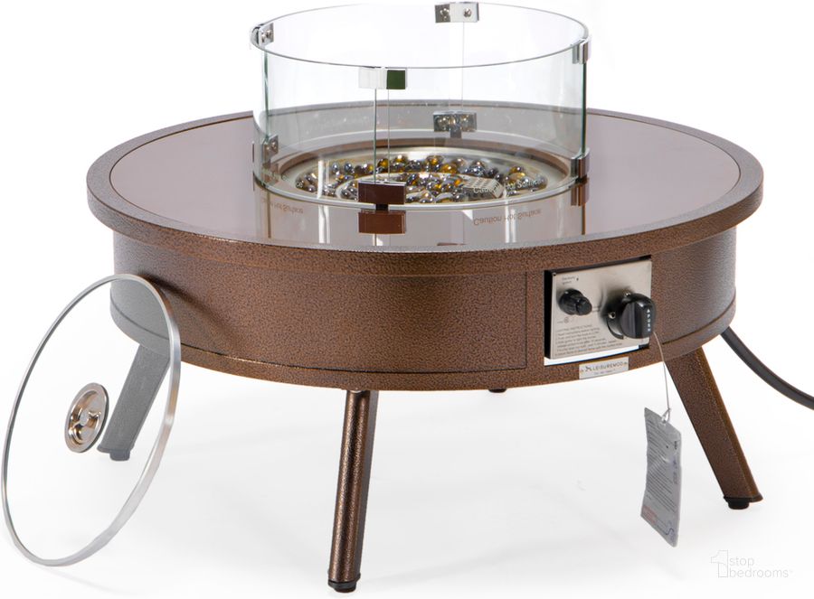 The appearance of Walbrooke Outdoor Patio Round Fire Pit Side Table In Brown designed by LeisureMod in the modern / contemporary interior design. This brown piece of furniture  was selected by 1StopBedrooms from Walbrooke Collection to add a touch of cosiness and style into your home. Sku: WBR-29-GL. Material: Aluminum. Product Type: Outdoor Accessory. Image1
