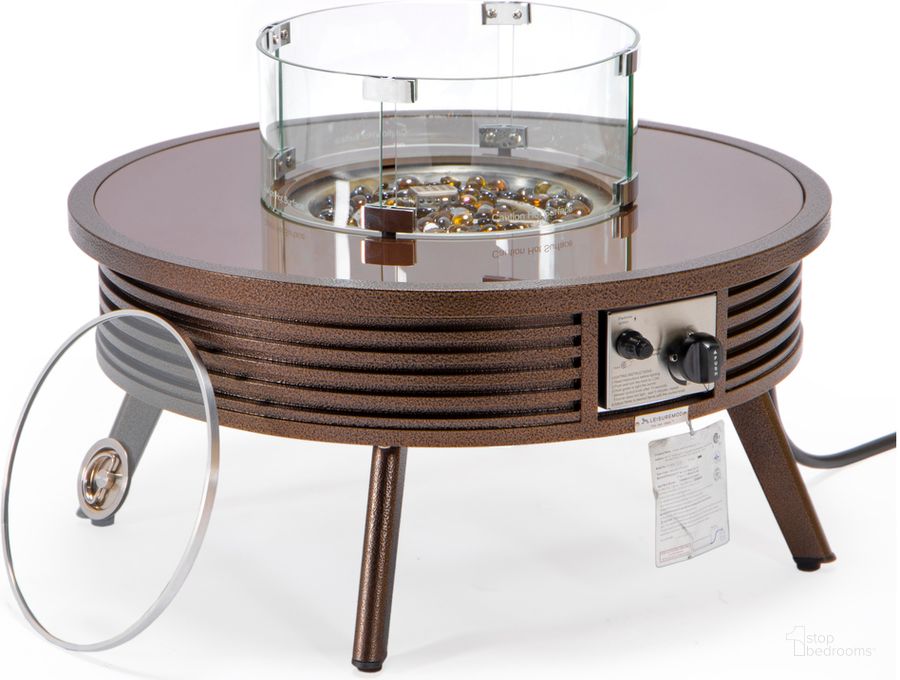 The appearance of Walbrooke Outdoor Patio Round Slats Design Fire Pit Side Table In Brown designed by LeisureMod in the modern / contemporary interior design. This brown piece of furniture  was selected by 1StopBedrooms from Walbrooke Collection to add a touch of cosiness and style into your home. Sku: WBRS-29-GL. Material: Aluminum. Product Type: Outdoor Accessory. Image1