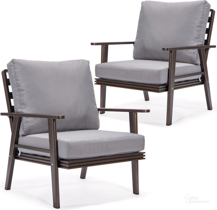 The appearance of Walbrooke Patio Arm Chair Set of 2 In Grey designed by LeisureMod in the modern / contemporary interior design. This grey piece of furniture  was selected by 1StopBedrooms from Walbrooke Collection to add a touch of cosiness and style into your home. Sku: WBR-31-27GR2. Material: Aluminum. Product Type: Outdoor Chair. Image1