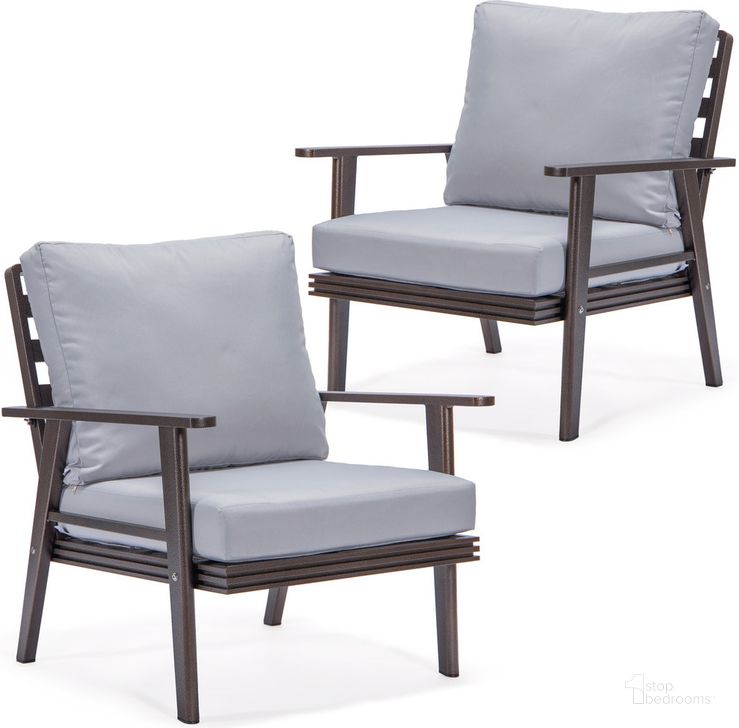 The appearance of Walbrooke Patio Arm Chair Set of 2 In Light Grey designed by LeisureMod in the modern / contemporary interior design. This light grey piece of furniture  was selected by 1StopBedrooms from Walbrooke Collection to add a touch of cosiness and style into your home. Sku: WBR-31-27LGR2. Material: Aluminum. Product Type: Outdoor Chair. Image1