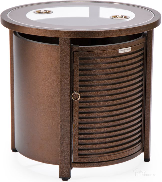 The appearance of Walbrooke Patio Round Tank Holder In Brown designed by LeisureMod in the modern / contemporary interior design. This brown piece of furniture  was selected by 1StopBedrooms from Walbrooke Collection to add a touch of cosiness and style into your home. Sku: WHS24BR. Material: Aluminum. Product Type: Outdoor Accessory. Image1