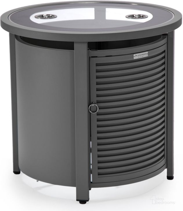 The appearance of Walbrooke Patio Round Tank Holder In Grey designed by LeisureMod in the modern / contemporary interior design. This grey piece of furniture  was selected by 1StopBedrooms from Walbrooke Collection to add a touch of cosiness and style into your home. Sku: WHS24GR. Material: Aluminum. Product Type: Outdoor Accessory. Image1