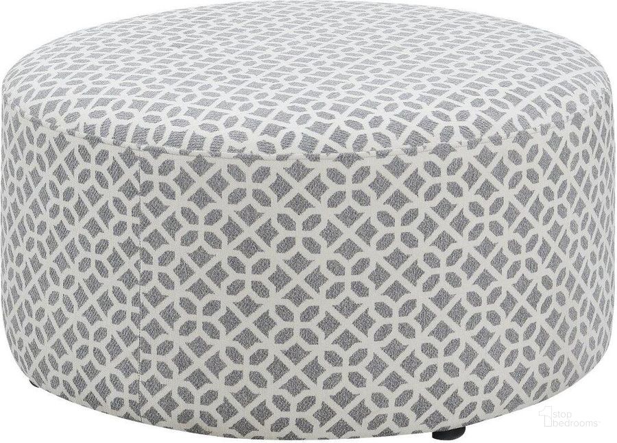 The appearance of Walker Round Ottoman In Gray Lattice designed by Emerald Home Furnishings in the modern / contemporary interior design. This gray piece of furniture  was selected by 1StopBedrooms from Walker Collection to add a touch of cosiness and style into your home. Sku: U4395-24-13. Material: Polyester. Product Type: Ottoman. Image1