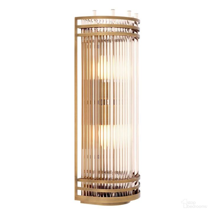 The appearance of Wall Lamp Gulf L Antique Brass Finish Ul designed by Eichholtz in the modern / contemporary interior design. This antique brass piece of furniture  was selected by 1StopBedrooms from Gulf Collection to add a touch of cosiness and style into your home. Sku: 114800UL. Material: Glass. Product Type: Lamp. Image1