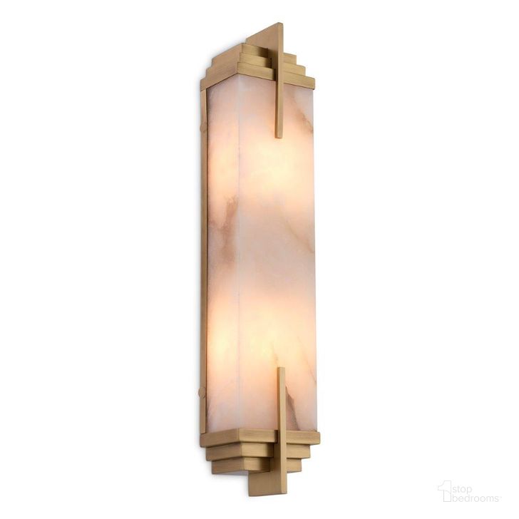 The appearance of Wall Lamp Harman Antique Brass Finish Ul designed by Eichholtz in the modern / contemporary interior design. This antique brass piece of furniture  was selected by 1StopBedrooms from Harman Collection to add a touch of cosiness and style into your home. Sku: 116601UL. Product Type: Lamp. Material: Alabaster. Image1