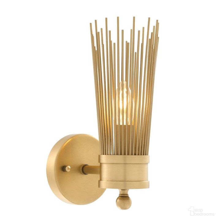 The appearance of Wall Lamp Romeo Single Antique Brass Finish designed by Eichholtz in the modern / contemporary interior design. This antique brass piece of furniture  was selected by 1StopBedrooms from Romeo Collection to add a touch of cosiness and style into your home. Sku: 113548UL. Product Type: Lamp. Material: Brass. Image1
