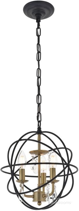 The appearance of Wallace 3 Light Matte Black And Brass Pendant designed by Elegant Lighting in the transitional interior design. This brass and black piece of furniture  was selected by 1StopBedrooms from Wallace Collection to add a touch of cosiness and style into your home. Sku: LD5055D12BRB. Product Type: Pendant Lighting. Material: Iron. Image1