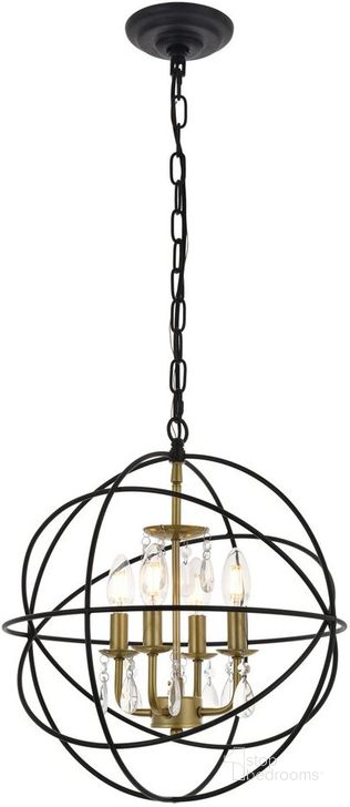 The appearance of Wallace 4 Light Matte Black And Brass Pendant designed by Elegant Lighting in the transitional interior design. This brass and black piece of furniture  was selected by 1StopBedrooms from Wallace Collection to add a touch of cosiness and style into your home. Sku: LD5055D16BRB. Product Type: Pendant Lighting. Material: Iron. Image1