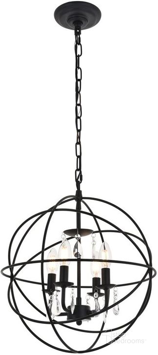 The appearance of Wallace 4 Light Matte Black Pendant designed by Elegant Lighting in the transitional interior design. This matte black piece of furniture  was selected by 1StopBedrooms from Wallace Collection to add a touch of cosiness and style into your home. Sku: LD5055D16MB. Product Type: Pendant Lighting. Material: Iron. Image1