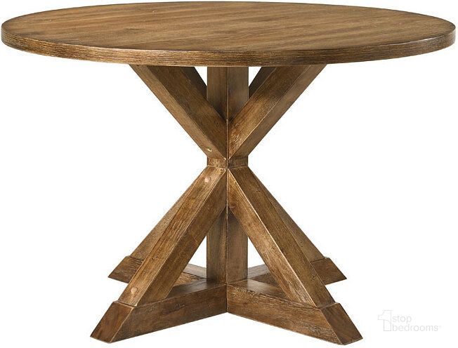 The appearance of Wallace II Dining Table designed by ACME in the transitional interior design. This weathered oak piece of furniture  was selected by 1StopBedrooms from Wallace II Collection to add a touch of cosiness and style into your home. Sku: 72310. Table Base Style: Trestle. Table Top Shape: Round. Material: Wood. Product Type: Dining Table. Size: 48". Image1