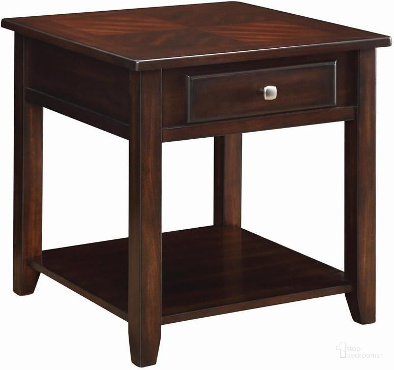 The appearance of Walnut Storage End Table designed by Coaster in the traditional interior design. This brown piece of furniture  was selected by 1StopBedrooms from Walnut Collection to add a touch of cosiness and style into your home. Sku: 721037. Table Top Shape: Square. Material: Wood. Product Type: End Table. Image1