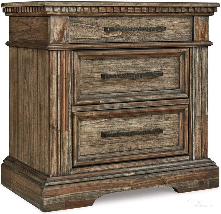 The appearance of Walnutton Brown Nightstand designed by Versailles Home in the transitional interior design. This brown piece of furniture  was selected by 1StopBedrooms from Walnutton Collection to add a touch of cosiness and style into your home. Sku: B770-93. Material: Wood. Product Type: Nightstand. Image1