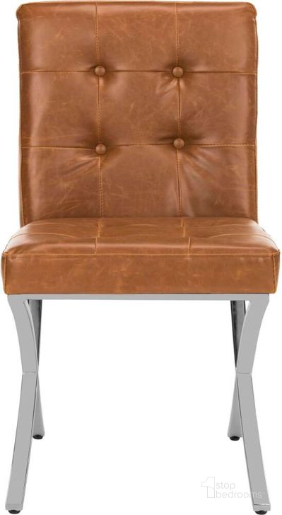 The appearance of Walsh Light Brown/Chrome Tufted Side Chair designed by Safavieh in the modern / contemporary interior design. This light brown piece of furniture  was selected by 1StopBedrooms from Walsh Collection to add a touch of cosiness and style into your home. Sku: FOX6300C. Product Type: Side Chair. Material: Iron. Image1