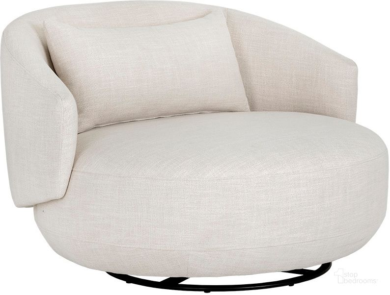 The appearance of Walsh Swivel Lounge Chair In Effie Linen designed by Sunpan in the modern / contemporary interior design. This linen piece of furniture  was selected by 1StopBedrooms from Walsh Collection to add a touch of cosiness and style into your home. Sku: 107527. Material: Fabric. Product Type: Lounge Chair. Image1