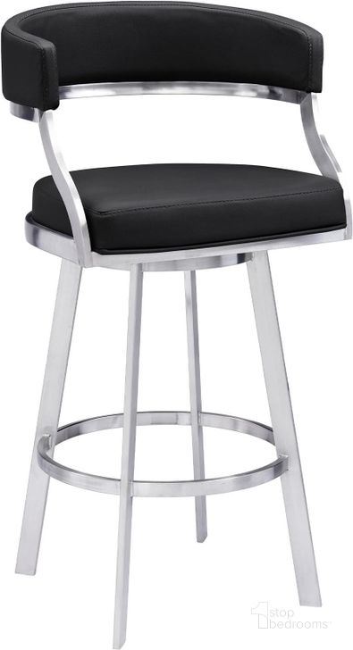 The appearance of Waltersand Silver and Black Barstool 0qb2426522 designed by Luxury Loft in the modern / contemporary interior design. This black piece of furniture  was selected by 1StopBedrooms from Waltersand Collection to add a touch of cosiness and style into your home. Sku: LCSNBABSBL30. Product Type: Barstool. Material: Stainless Steel. Image1