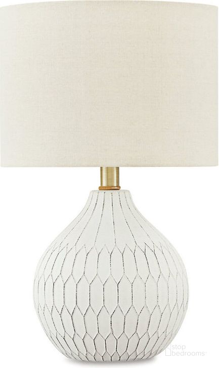 The appearance of Wardmont White Table Lamp designed by Signature Design by Ashley in the modern / contemporary interior design. This white piece of furniture  was selected by 1StopBedrooms from Wardmont Collection to add a touch of cosiness and style into your home. Sku: L180094. Material: Ceramic. Product Type: Table Lamp. Image1