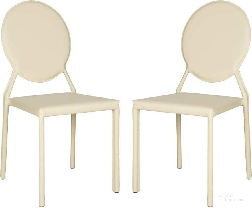 The appearance of Warner Cream 37 Inch Round Back Leather Side Chair Set of 2 designed by Safavieh in the traditional interior design. This cream piece of furniture  was selected by 1StopBedrooms from Warner Collection to add a touch of cosiness and style into your home. Sku: FOX2018C-SET2. Product Type: Dining Chair. Material: Iron. Image1