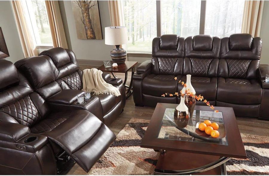 Warnerton Power Reclining Sofa In Chocolate by Ashley Furniture