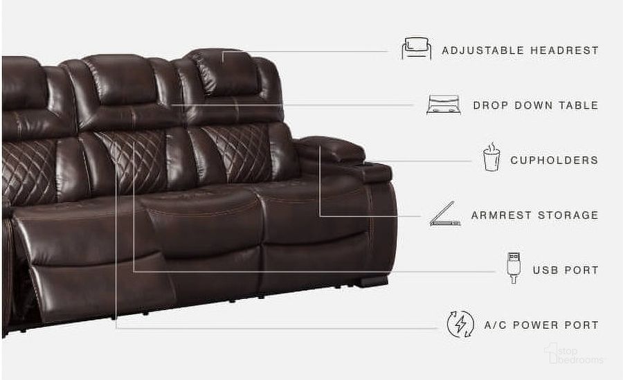 Warnerton Power Reclining Sofa In Chocolate by Ashley Furniture