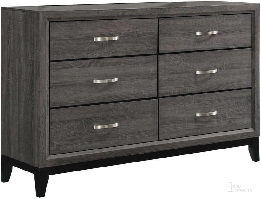 The appearance of Watson Gray Oak And Black Dresser designed by Coaster in the transitional interior design. This gray piece of furniture  was selected by 1StopBedrooms from Watson Collection to add a touch of cosiness and style into your home. Sku: 212423. Material: Wood. Product Type: Dresser. Image1