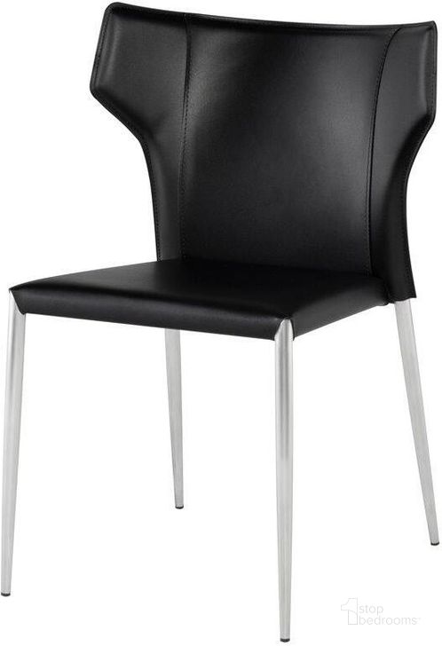 The appearance of Wayne Black Dining Chair designed by Nuevo in the modern / contemporary interior design. This black piece of furniture  was selected by 1StopBedrooms from Wayne Collection to add a touch of cosiness and style into your home. Sku: HGND135. Material: Metal. Product Type: Dining Chair. Image1