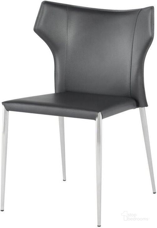 The appearance of Wayne Dark Grey Dining Chair designed by Nuevo in the modern / contemporary interior design. This gray piece of furniture  was selected by 1StopBedrooms from Wayne Collection to add a touch of cosiness and style into your home. Sku: HGND137. Material: Metal. Product Type: Dining Chair. Image1