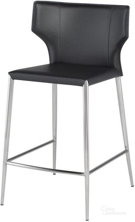 The appearance of Wayne Matte Dark Grey Counter Stool designed by Nuevo in the modern / contemporary interior design. This gray piece of furniture  was selected by 1StopBedrooms from Wayne Collection to add a touch of cosiness and style into your home. Sku: HGND147. Material: Metal. Product Type: Barstool. Image1
