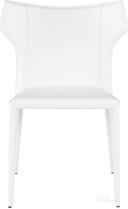 The appearance of Wayne White Leather Dining Chair designed by Nuevo in the modern / contemporary interior design. This white piece of furniture  was selected by 1StopBedrooms from Wayne Collection to add a touch of cosiness and style into your home. Sku: HGND131. Material: Leather. Product Type: Dining Chair. Image1