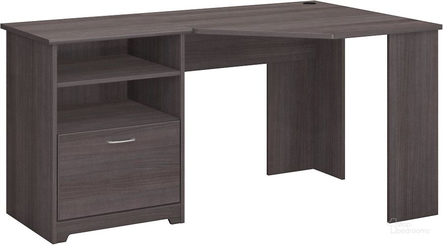 The appearance of Cabot Heather Gray Corner Desk designed by Bush Furniture in the traditional interior design. This gray piece of furniture  was selected by 1StopBedrooms from Cabot Collection to add a touch of cosiness and style into your home. Sku: WC31715K. Product Type: Writing Desk. Image1