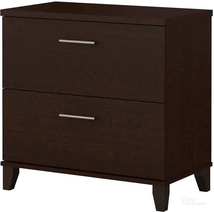 The appearance of Somerset Mocha Cherry Lateral File designed by Bush Furniture in the transitional interior design. This mocha cherry piece of furniture  was selected by 1StopBedrooms from Somerset Collection to add a touch of cosiness and style into your home. Sku: WC81880. Material: Wood. Product Type: Lateral Filing Cabinet. Image1
