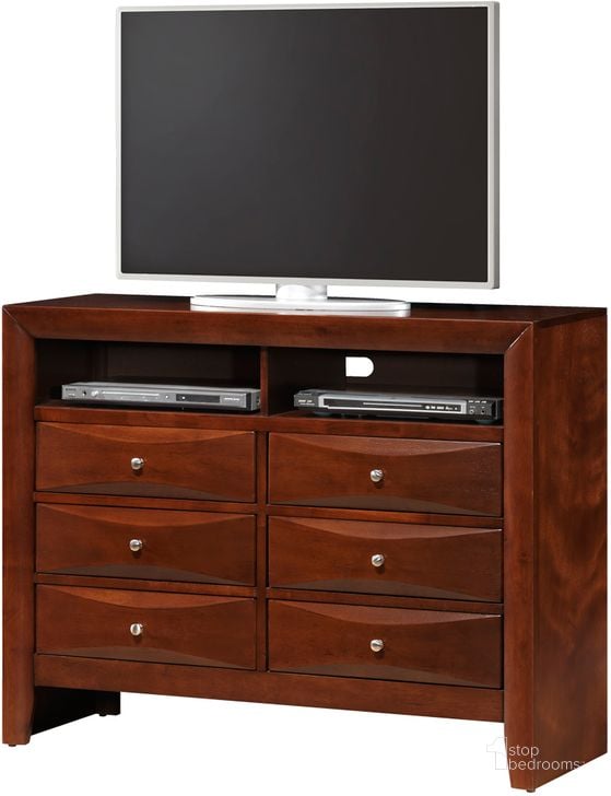 The appearance of Glory Furniture G1550 TV Chest in Cherry designed by Glory in the country / farmhouse interior design. This other colors piece of furniture  was selected by 1StopBedrooms from G1550 Collection to add a touch of cosiness and style into your home. Sku: G1550-TV2-Media Chest. Material: Wood. Product Type: Media Chest. Image1