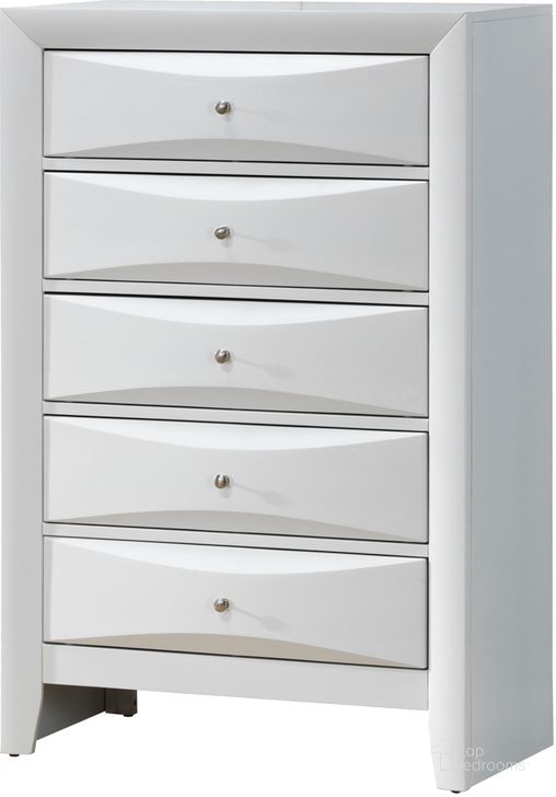 The appearance of Glory Furniture G1570 5 Drawer Chest in White designed by Glory in the traditional interior design. This white piece of furniture  was selected by 1StopBedrooms from G1570 Collection to add a touch of cosiness and style into your home. Sku: G1570-CH-Chest. Material: Wood. Product Type: Chest. Image1