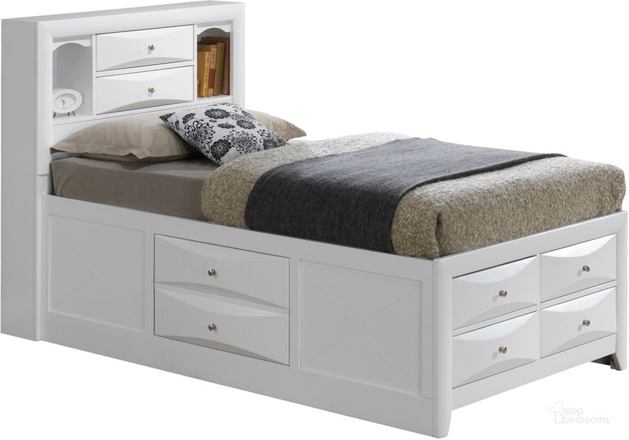 The appearance of Glory Furniture G1570 Twin Storage Bed in White designed by Glory in the traditional interior design. This white piece of furniture  was selected by 1StopBedrooms from G1570 Collection to add a touch of cosiness and style into your home. Sku: G1570G-TSB3-Twin STGE Bed HDBD;G1570G-TSB3-Twin STGE Bed FTBD;G1570G-TSB3-Twin STGE Bed Rails;G1570G-TSB3-Twin STGE Bed Drawers for Rails;G1570G-TSB3-Twin STGE Bed Drawers for FTBD;G1570G-TSB3-Twin STGE Bed Drawers for FTBD. Bed Type: Storage Bed. Material: Wood. Product Type: Storage Bed. Bed Size: Twin. Image1