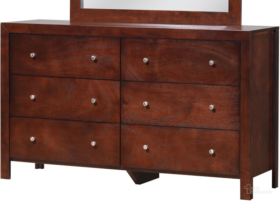 The appearance of Glory Furniture G2400 6 Drawer Dresser in Cherry designed by Glory in the traditional interior design. This cherry piece of furniture  was selected by 1StopBedrooms from G2400 Collection to add a touch of cosiness and style into your home. Sku: G2400-D-Dresser. Material: Wood. Product Type: Dresser. Image1