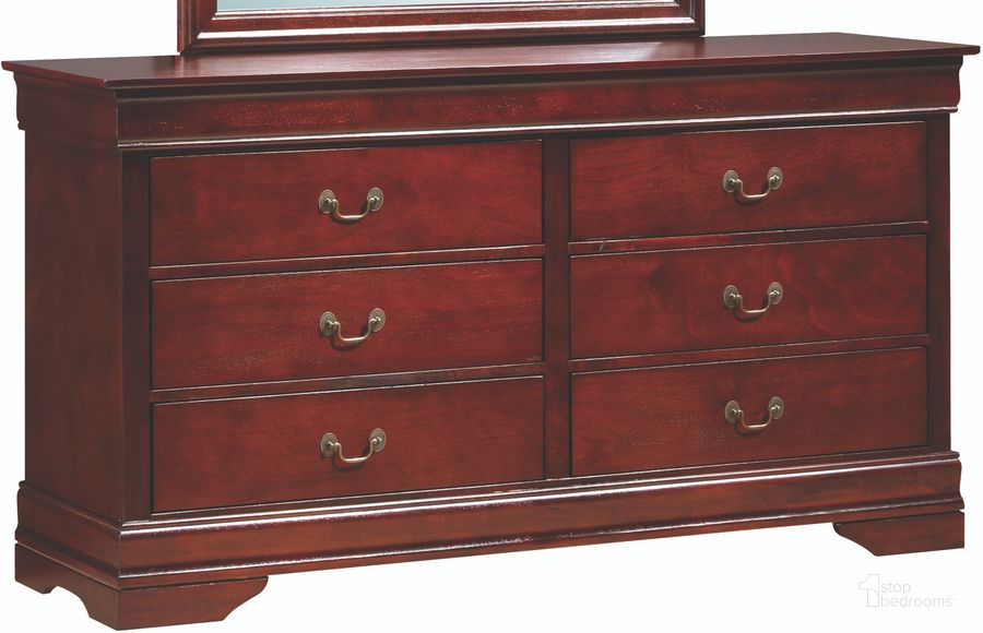 The appearance of Glory Furniture G3100 6 Drawer Dresser in Cherry designed by Glory in the traditional interior design. This cherry piece of furniture  was selected by 1StopBedrooms from G3100 Collection to add a touch of cosiness and style into your home. Sku: G3100-D-Dresser. Material: Wood. Product Type: Dresser. Image1