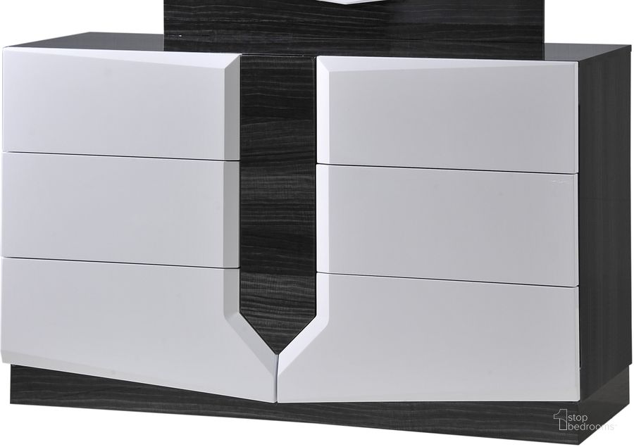 The appearance of Global Furniture Hudson 6 Drawer Dresser in Zebra Grey/White designed by Global Furniture USA in the modern / contemporary interior design. This other colors piece of furniture  was selected by 1StopBedrooms from Hudson Collection to add a touch of cosiness and style into your home. Sku: HUDSON(988)-D. Material: Wood. Product Type: Dresser. Image1