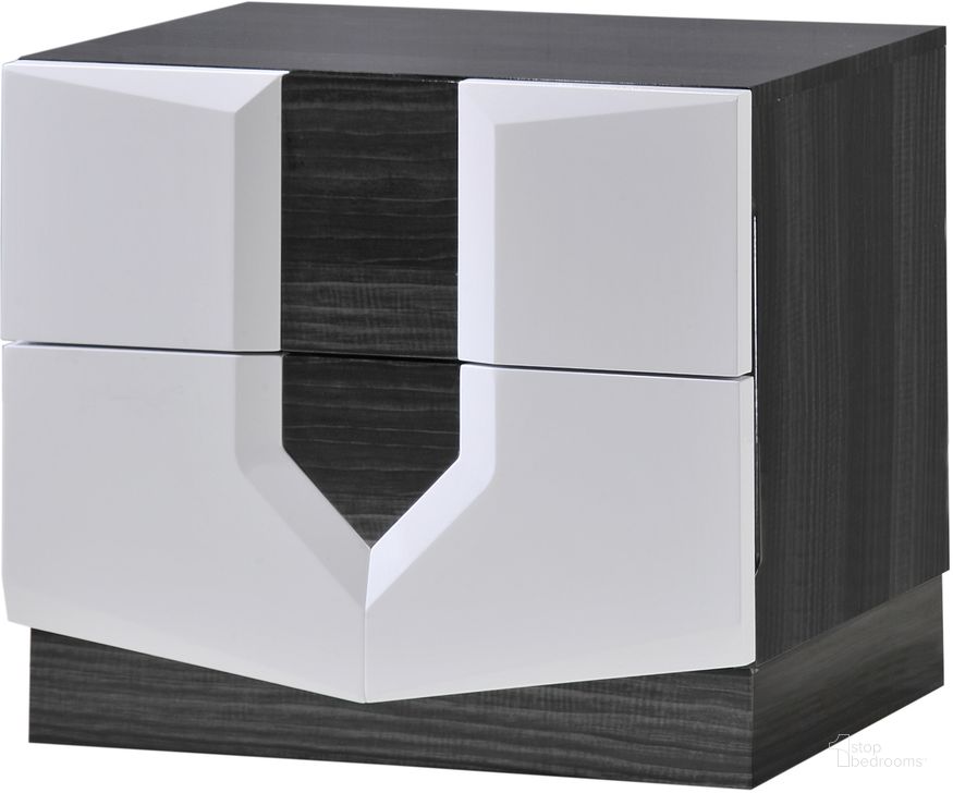 The appearance of Global Furniture Hudson 2 Drawer Nightstand in Zebra Grey/White designed by Global Furniture USA in the modern / contemporary interior design. This other colors piece of furniture  was selected by 1StopBedrooms from Hudson Collection to add a touch of cosiness and style into your home. Sku: HUDSON(988)-NS. Material: Wood. Product Type: Nightstand. Image1