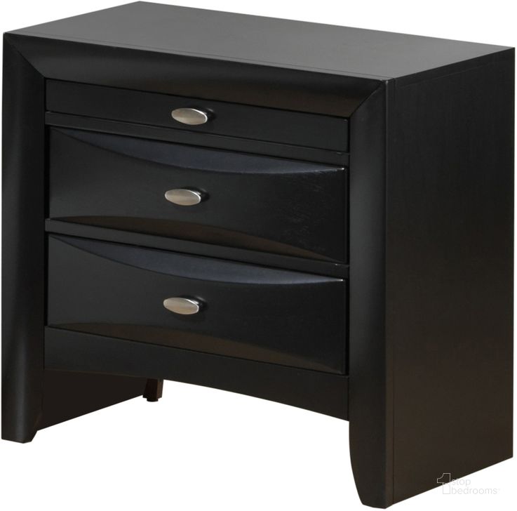 The appearance of Global Furniture Linda 2 Drawer Nightstand in Black designed by Global Furniture USA in the modern / contemporary interior design. This black piece of furniture  was selected by 1StopBedrooms from Linda Collection to add a touch of cosiness and style into your home. Sku: LINDA(FD0011B)-BL-NS (M). Material: Wood. Product Type: Nightstand. Image1