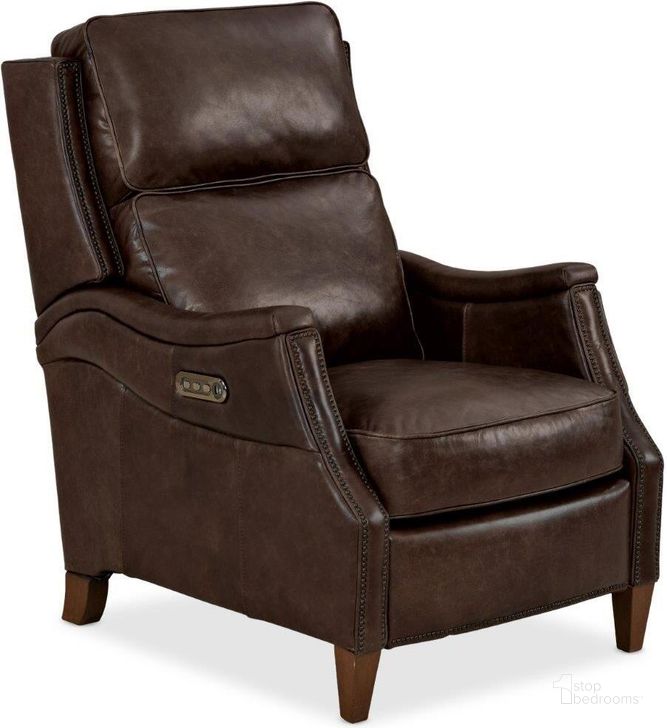 The appearance of Weir Brown Power Recliner designed by Hooker in the transitional interior design. This brown piece of furniture  was selected by 1StopBedrooms from Weir Collection to add a touch of cosiness and style into your home. Sku: RC238-PHL-088. Material: Leather. Product Type: Recliner. Image1