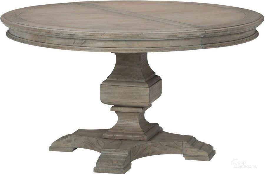 The appearance of Wellington Estates Round Dining Table designed by Hekman in the transitional interior design. This gray piece of furniture  was selected by 1StopBedrooms from Wellington Collection to add a touch of cosiness and style into your home. Sku: 25221. Table Base Style: Pedestal. Table Top Shape: Round. Product Type: Dining Table. Image1