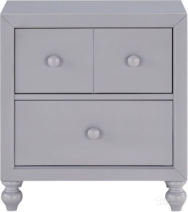 The appearance of Wellsummer Gray Nightstand designed by Homelegance in the transitional interior design. This gray piece of furniture  was selected by 1StopBedrooms from Wellsummer Collection to add a touch of cosiness and style into your home. Sku: 1803GY-4. Material: Wood. Product Type: Nightstand. Image1