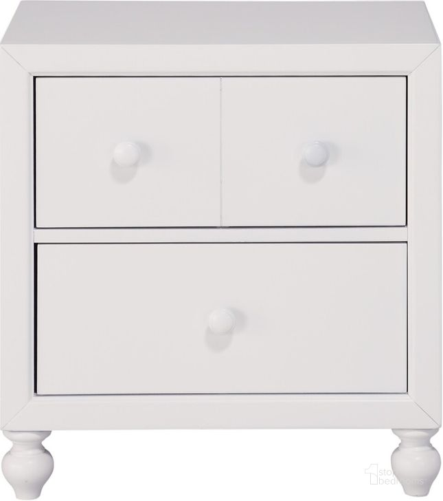 The appearance of Wellsummer White Nightstand designed by Homelegance in the transitional interior design. This white piece of furniture  was selected by 1StopBedrooms from Wellsummer Collection to add a touch of cosiness and style into your home. Sku: 1803W-4. Material: Wood. Product Type: Nightstand. Image1
