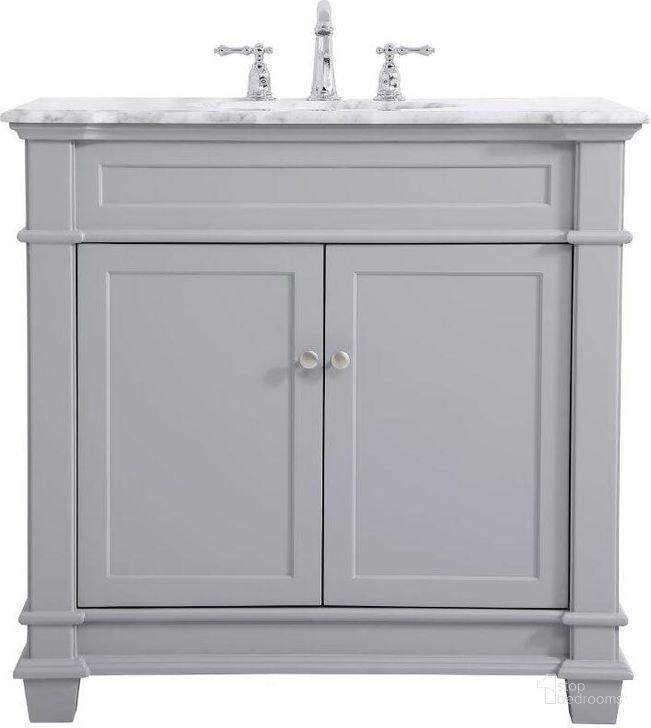 The appearance of Wesley 36 Inch Single Bathroom Vanity Set In Grey designed by Elegant Lighting in the transitional interior design. This grey piece of furniture  was selected by 1StopBedrooms from Wesley Collection to add a touch of cosiness and style into your home. Sku: VF50036GR. Material: Wood. Product Type: Bathroom Vanity. Image1