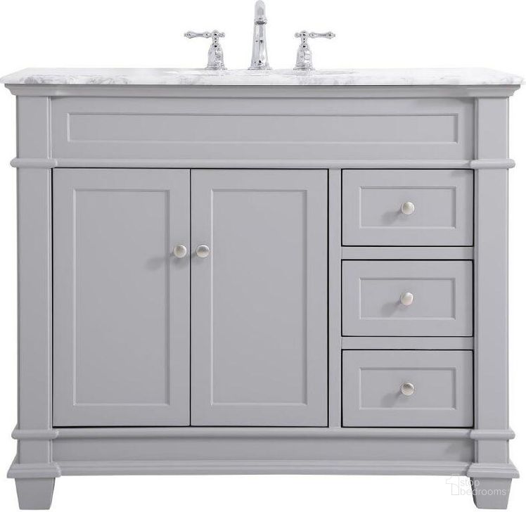 The appearance of Wesley 42 Inch Single Bathroom Vanity Set In Grey designed by Elegant Lighting in the transitional interior design. This grey piece of furniture  was selected by 1StopBedrooms from Wesley Collection to add a touch of cosiness and style into your home. Sku: VF50042GR. Material: Wood. Product Type: Bathroom Vanity. Image1
