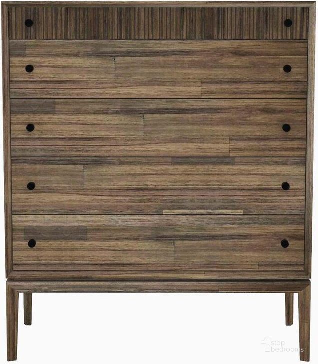 The appearance of West 5 Drawer Chest designed by LH Imports in the modern / contemporary interior design. This brown piece of furniture  was selected by 1StopBedrooms from West Collection to add a touch of cosiness and style into your home. Sku: WES006. Material: Wood. Product Type: Chest. Image1
