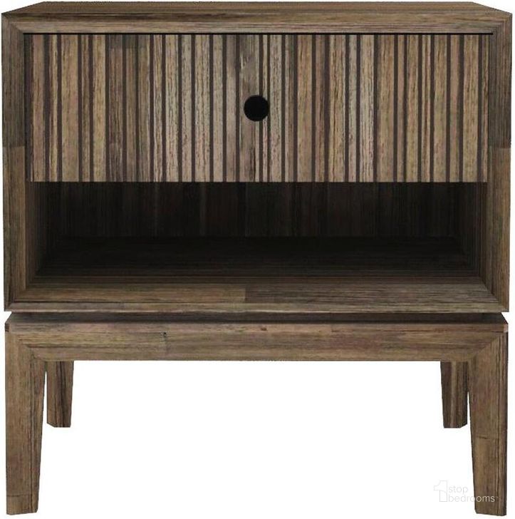 The appearance of West Nightstand designed by LH Imports in the modern / contemporary interior design. This brown piece of furniture  was selected by 1StopBedrooms from West Collection to add a touch of cosiness and style into your home. Sku: WES002. Product Type: Nightstand. Material: MDF. Image1