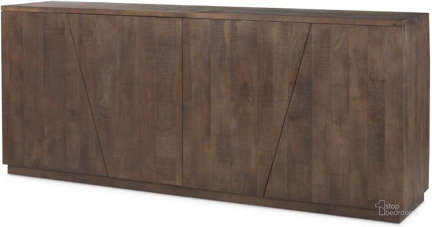 The appearance of West Wooden Angular Sideboard designed by Mercana in the modern / contemporary interior design. This medium brown piece of furniture  was selected by 1StopBedrooms from West Collection to add a touch of cosiness and style into your home. Sku: 69872. Material: Wood. Product Type: Sideboard. Image1