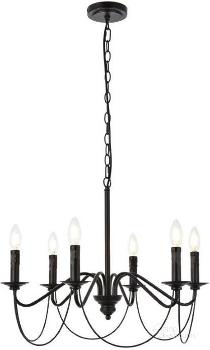 The appearance of Westley 6 Lights Pendant In Black LD7048D24BK designed by Elegant Lighting in the transitional interior design. This black piece of furniture  was selected by 1StopBedrooms from Westley Collection to add a touch of cosiness and style into your home. Sku: LD7048D24BK. Material: Metal. Product Type: Pendant Lighting. Image1