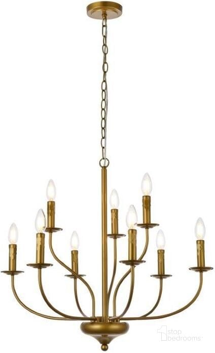 The appearance of Westley 9 Lights Pendant In Brass designed by Elegant Lighting in the transitional interior design. This brass piece of furniture  was selected by 1StopBedrooms from Westley Collection to add a touch of cosiness and style into your home. Sku: LD7047D28BR. Material: Metal. Product Type: Pendant Lighting. Image1