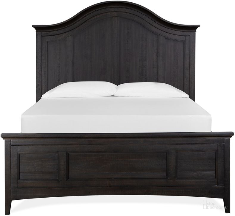 The appearance of Westley Falls Complete Queen Arched Bed With Regular Rails designed by Magnussen in the transitional interior design. This black piece of furniture  was selected by 1StopBedrooms from Westley Falls Collection to add a touch of cosiness and style into your home. Sku: B4399-54F;B4399-54R;B4399-55H. Product Type: Arch Bed. Bed Size: Queen. Material: Pine. Image1